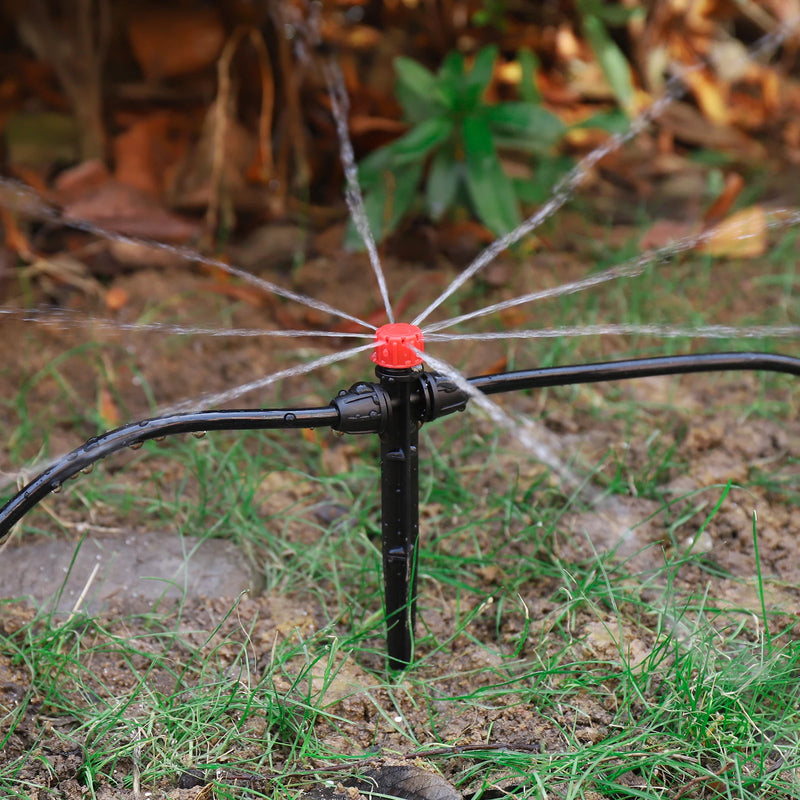Garden Drip Irrigation 1/ 4'' Spiked Sprinkler Automatic Watering System Kit for Bonsai Pot Plant Flower Vegetable Greenhouse