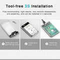 Transparent HDD Case HDD Enclosure 2.5 Inch SSD SATA To USB2.0 Type-C Adapter Portable External Hard Drive Box Tool-Free