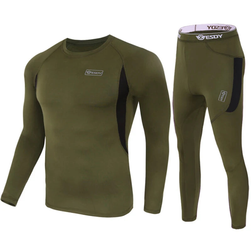 Men's Winter Thermal Underwear Thermal Tee And UnderPants Set Comfortable Breathable One-Piece Suit for Home Use