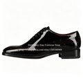 Luxury Gentleman Lace up Oxford Dress Shoes Black Patent Leather Brogue Red Dot Decor Formal Shoes Business Wedding Banquet Shoe