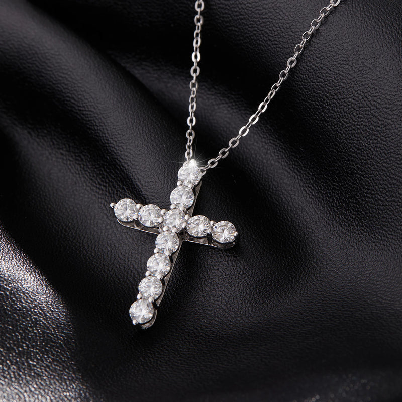 MODIAN D Color Moissanite Necklace 925 Sterling Silver Exquisite Cross Link Chain Pendant For Women Fine - Visuel 6 | SAMAG