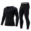 2-piece Autumn/Winter Men's Fashionable Sports Slim Fit Warm Suit For Teenagers Casual Running And Fitness Round Neck Base Set