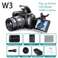 4K DSLR Digital Camera 3-Inch 72MP Photography Camera with 12X Optical Zoom 180° Flip Screen Autofocus for Ins YouTube Webcast
