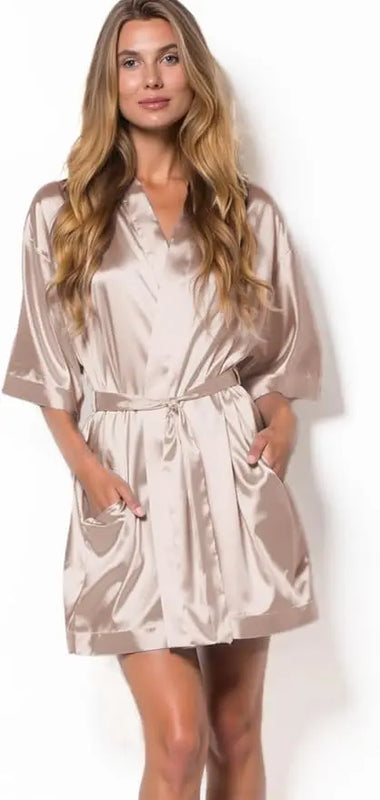 Hot Women Short Silk Bridesmaid Bride Robe Sexy Satin | SAMAG