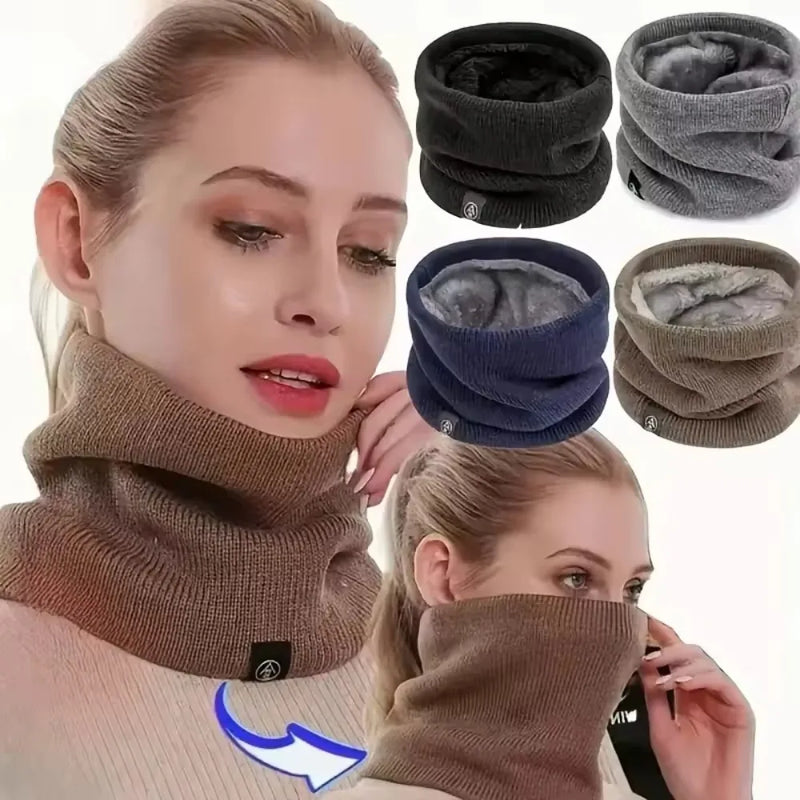 Winter Warm Knitted Neck Scarf for Women Men Plush Full Mask Outdoor Cashmere Solid Snood Scarves Thick Bufanda Muffler