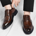 Men's Brogue Leather Shoes Fashionable Comfortable Business Formal Retro Derby Shoes UK Style Carved Floral Design-sjx26