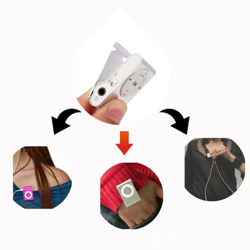 2024 Mini MP3 Player Music Media Mini Clip Support TF Card Stylish Design Fashionable Portable Mini USB MP3 Player Walkman