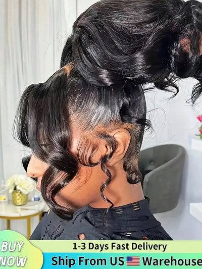 13x4 Lace Front Wigs Human Hair Body Wave Transparent Lace Front Wigs 250% Density Natural Black Color Human Hair Pre Plucked With Baby Hair For Women Natural Looking 34 Inch