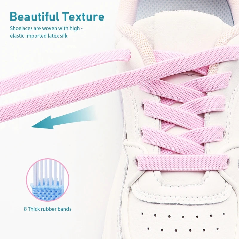 No Tie Shoe Laces Elastic Laces Sneakers Tennis Lock Shoelaces Without Ties Unisex Kids Adult Flat Shoelace Shoe Accessories