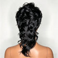 Fashion Style Short Mullet Pixie Cut Wig Natural Black Full Machine Made With Bangs Soft Smooth For Women Festival Party Daily