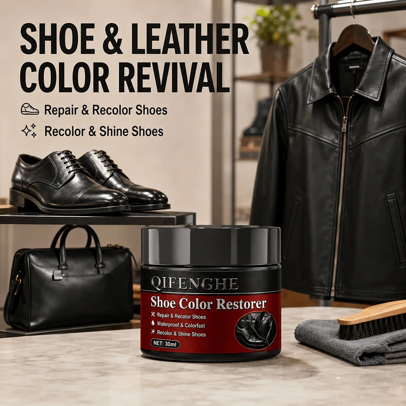 Leather Shoe Repair Cream, Black Dye Restorer for Fading & Scratches, Waterproof Polish for Daily Casual Shoes