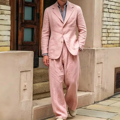 Men's Linen Suit Luxury Slim Fit Casual Blazer Straight | SAMAG