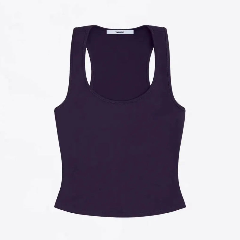 ANK Air Summer Top with Solid Color, Black and White Powder, Wide Shoulder Strap, I-Shaped Tank Top, Women's Sports, Daily Wear
