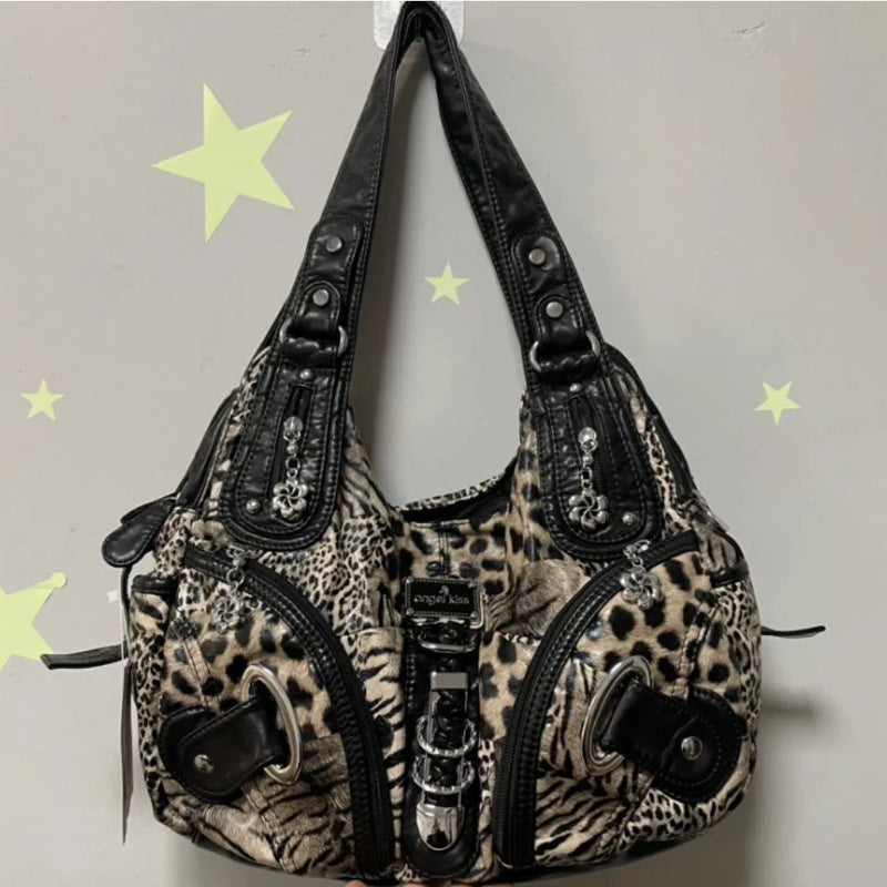 Angelkiss Women Handbags Leopard Bag Top-handle Handbag Fashion Satchel Dumpling Pack Shoulder Bag Tote Bag Hobos Large Purse