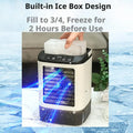 Portable Evaporative Air Cooler, USB Desktop Mist Cooling Fan with LED Light, 3-in-1 Personal Air Conditioner Fan with Ice Tray