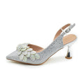 New Arrival Shoes for Women High Heel Rhinestone Paired with Handmade Petal Pointed-Toe Italian Shoes and Bags Matching Set