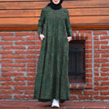 Muslim Abayat Fashion Print Cotton Linen Long Vintage | SAMAG
