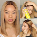 Straight Short Bob Lace Frontal Human Hair Wigs Ombre Blonde HD Transparent Brazilian Highlight 13x6x2 Lace Front Wig For Women