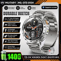 Military Grade Alloy Smartwatch 1400mAh Long Standby Waterproof SOS Emergency Flashlight BT Call Outdoor Sports Watch For Men