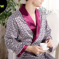 4XL 5XL Men's Luxury Pajamas Robes Silk Kimono Robe Long Sleeve Bathrobe Satin Nightgown Male Summer Home Clothing Oversize