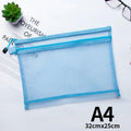 Nylon Mesh File Bag A4 A5 A6 Transparent Zipper Test Paper Information Bag Office Student Pen Bag Subject Bag Puzzle Storage Bag