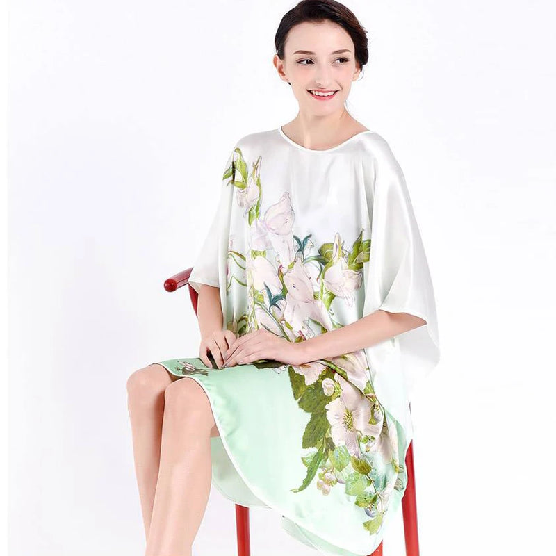 19MM 100% Mulberry Silk Nightgowns For Women  sleepwear  Silk Night Dress Long  Nighty Real Plus Size Ladies Silk Pajamas  100kg
