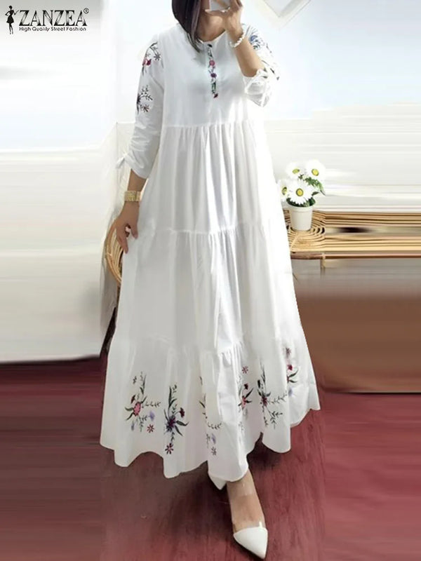 ZANZEA Woman Fashion Abaya Kaftan Muslim Dress Casual | SAMAG