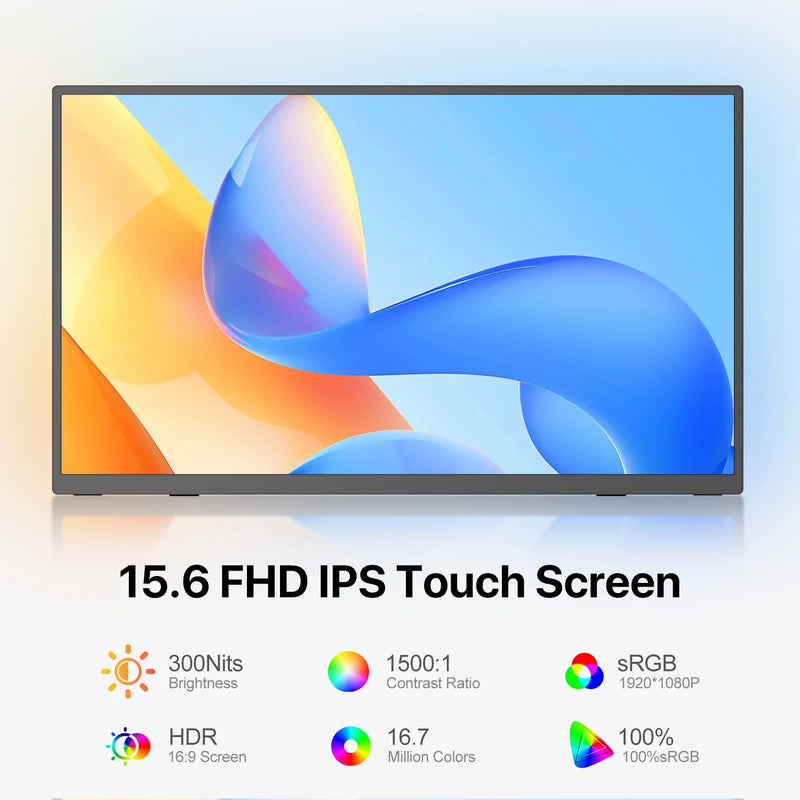 UPERFECT Portable Monitor Touchscreen 15.6" 100% SRGB 1080P with Speaker Kickstand Touch Display USB-C HDMI Ultra-Slim Second Screen for Laptop MacBook Surface PC Phone