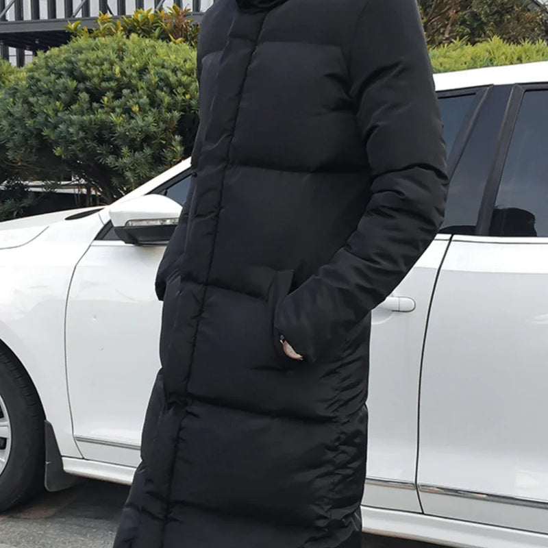 Korean Fashion Black Cotton Long Padded Parkas Coats Male 2025 Winter Casual Thicken Warm Puffer Jacket Men