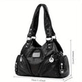 Women's Retro Multi-pocket Shoulder Bag, Y2k Style Fashion Motorcycle Bag, PU Crossbody Handbag