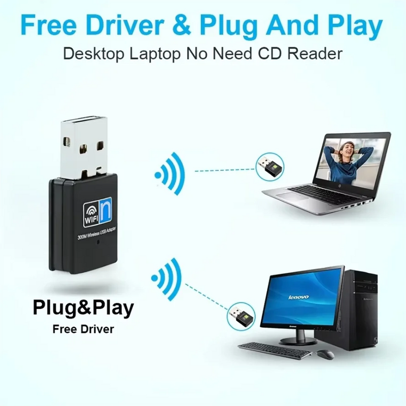 300Mbps Mini USB Wireless Wifi Adapter Wi Fi Network LAN Card 802.11b/g/n RTL8188 Adaptor for PC Desktop - Visuel 4 | SAMAG