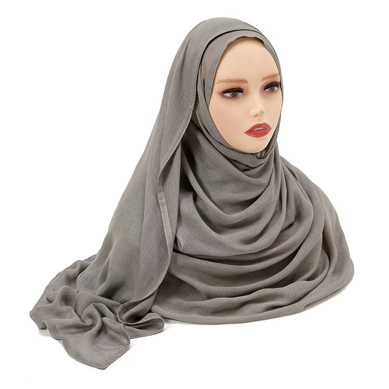 2024 Muslim Modal Rayon Cotton Hijab Shawls For Women Plain Scarf Big Size Headscarf Islamic Turban Headband 190*85cm