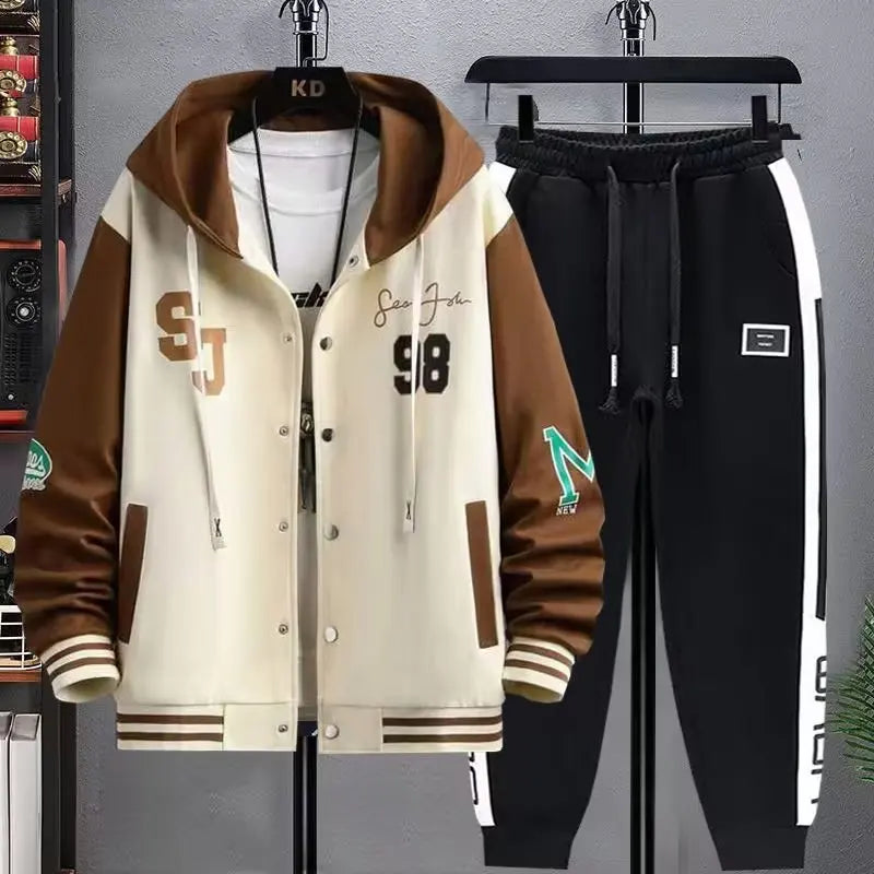 Men's Hooded Tracksuit Set Hoodie Jogger Pants 2 Piece Fashion Sports Wear Korean Popular Clothes Plus Size - View 5 | SAMAG