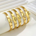 Vnox A-Z letters Baby Bracelets, Stainless Steel Strap Chain for Kids With Cute Letter Blank Bar, Children Jewelry Gift
