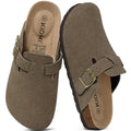 Comwarm Arch Support Unisex Clogs Slippers With Adjustable Metal Buckle Vegan Suede Mules Anti-slip Cork Footbed Potato Shoes