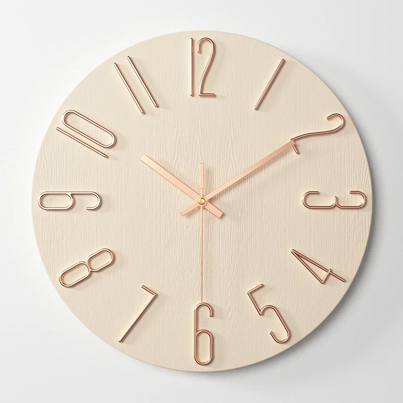〔White〕 Living Room Wall Clock Simple Wall Mounted Household Stylish Decorative Clock 12 Inches 30cm