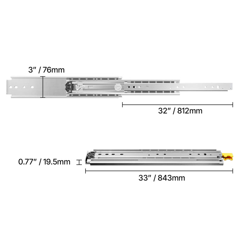 SucceBuy 1 Pair Full Extension Drawer Slides 500lbs Load | SAMAG