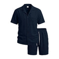 Men Textured Co Ord Set Loose Fit Short Sleeve Camp | SAMAG