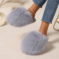 Women Indoor Slippers Winter Faux Fur Home Shoes Women 2025 New Soft Sole Fashion Warm Fluffy Slippers Solid Baotou Slides Women