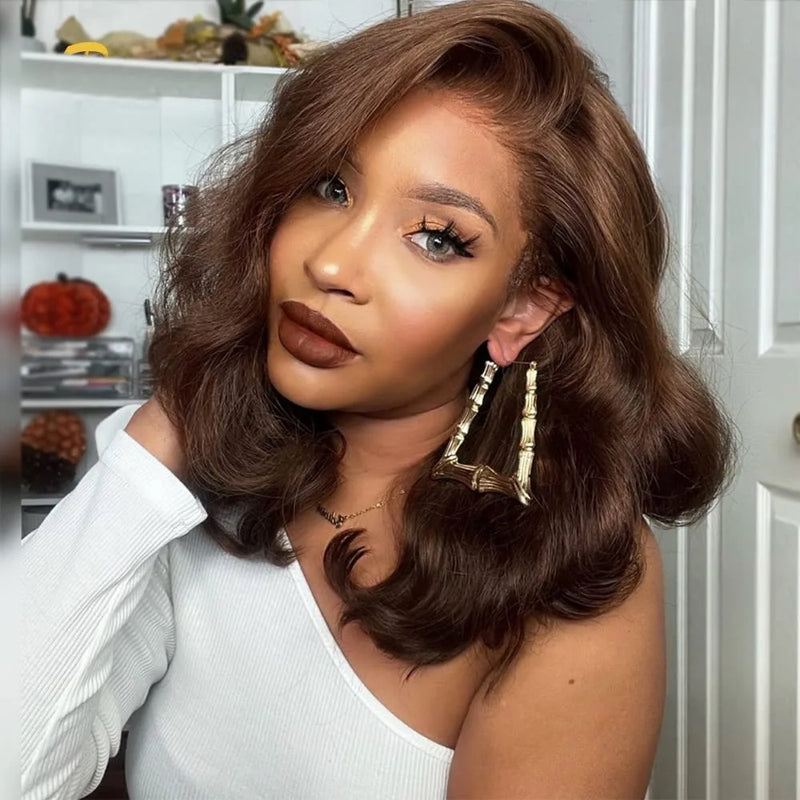 Hot Red Short Body Wave Lace Front Wigs 13x4 HD Bob Lace Wig Pre Plucked Glueless Synthetic Daily Wear Cosplay Heat Resistant