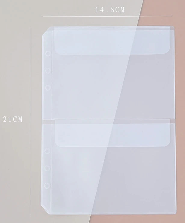 A5A6  5Pcs Binder Zipper Folders For 6-Ring Notebook Binder Transparent Loose Leaf Document Filing Bags