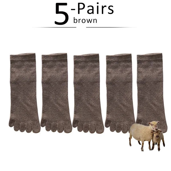 5 Pairs Winter Wool Toe Short Socks Man Solid Soft Elastic Endurable Sweat-Absorbing Thick Thermal Keep Warm 5 Finger Socks