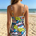 Women's Comic Print One-Piece Swimsuit Retro Pop Art | SAMAG