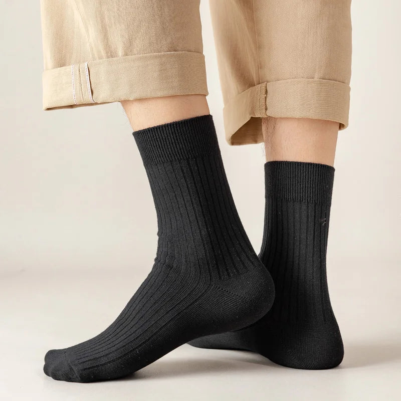 5 Pairs of 100% Cotton Socks, Men's Four Season Striped | SAMAG