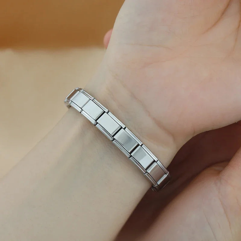 Hapiship Women's Jewelry DIY 9mm Width Itanlian Elastic Charm Bracelet Fashion Stainless Steel Bangle ST - Visuel 3 | SAMAG