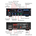 High Power Amplifier 2.0 Channel Audio Home Theater Amplifiers DC 12V 110V/220V Support FM SD USB Dual Mic Bluetooth Remote