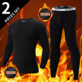 2-piece Autumn And Winter Men's Black Casual Warm Underwear Set Large Comfortable Round Neck Sports Fitness Base Shirt Sleepwear