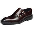 High-end Cowhide Leather Shoes For Men Square Toe Double Monk Strap Shoes Mens Dress Shoes Slip On Business Formal Shoes