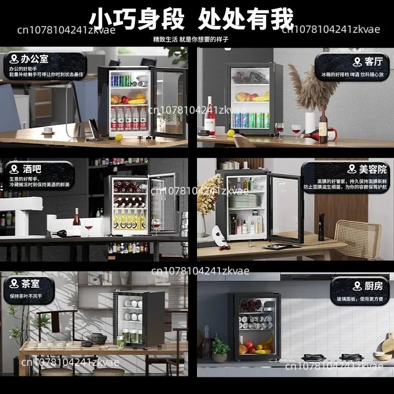 Small Refrigerator, Hotel Refrigerated Ice Bar, Small Freezer, Transparent Door, Refrigerator Wine Cabinet, Silent Hotel Small