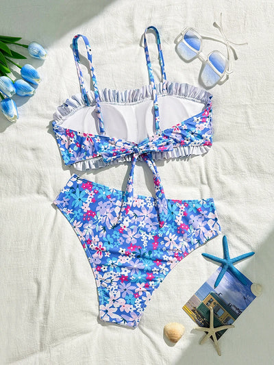 Ruffle Floral Printe Bikini Set Women Swimsuit Two - Piece | SAMAG
